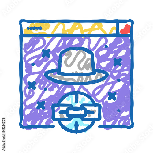 black hat link icon doodle illustration