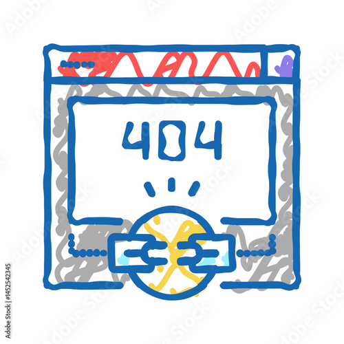 broken link 404 error icon doodle illustration