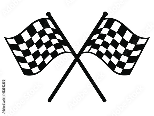 Two crossed checkered Flag NASCAR Racing, Crossed checkered flag outline, Crossed checkered flag clipart design.
