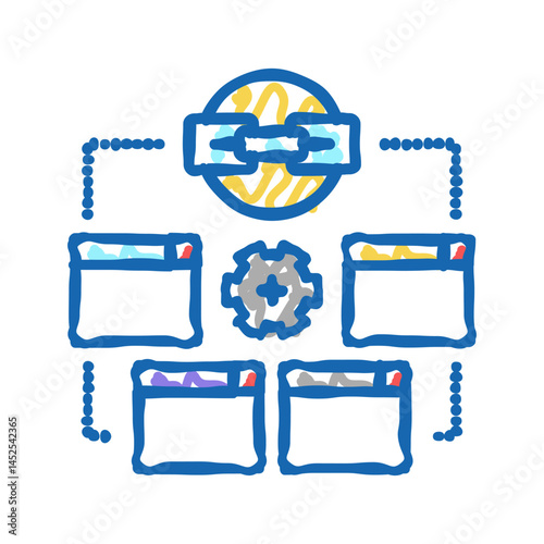 optimization link icon doodle illustration