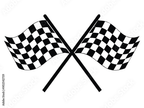Two crossed checkered Flag NASCAR Racing, Crossed checkered flag outline, Crossed checkered flag clipart design.
