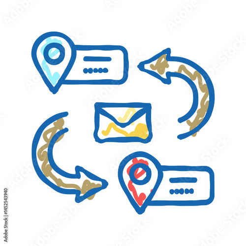 address for sending letter icon doodle illustration