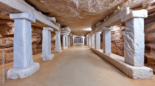 Wallpaper Mural Underground Marble Corridor Ancient Mystery Awaits. Torontodigital.ca