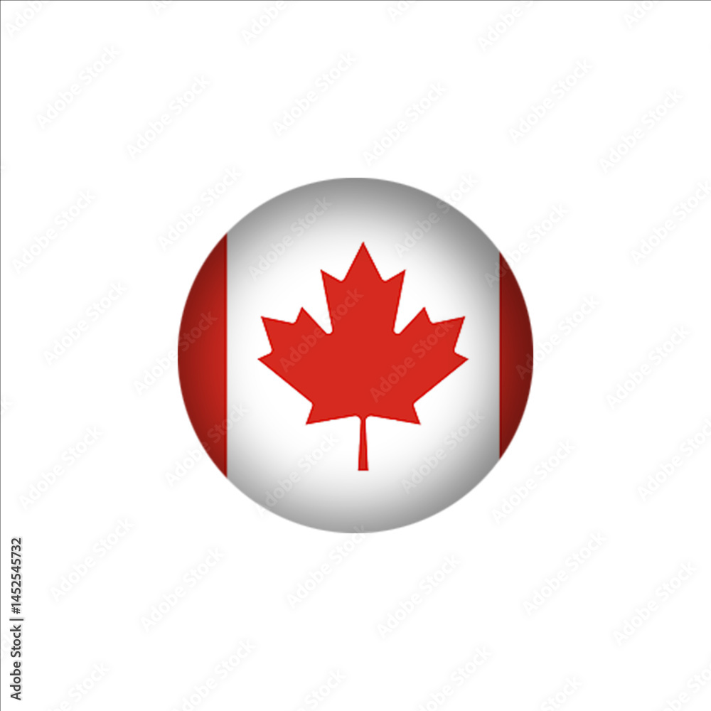 Obraz premium Canada flag in 3D sphere shape. Canada flag logo illustration. Canada flag icon.