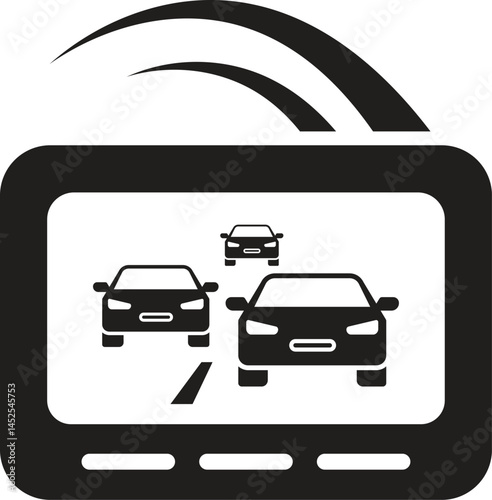 Minimalist Smart Car Display Icon with Traffic and WiFi Symbol