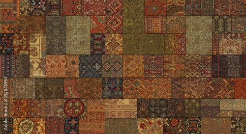 Patchwork Rug with Vintage Oriental Patterns