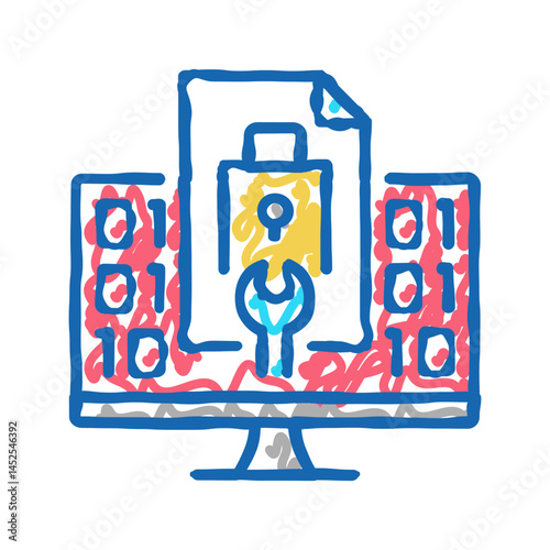 closed source software icon doodle illustration
