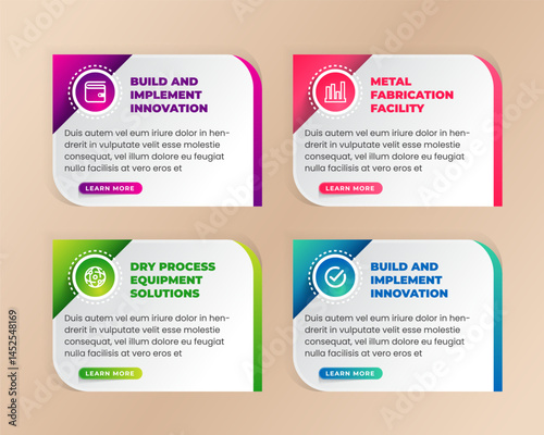Vector illustration infographics four rounded rectangle layout with grey white gradient background. combined triangle element, icon, and text. editable design template. 