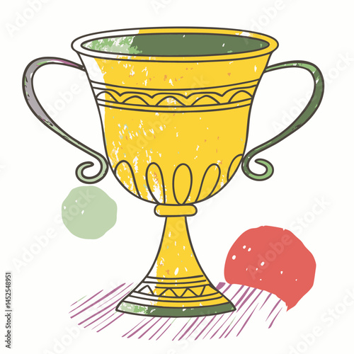 Vibrant trophy symbolizing achievement and victory with colorful abstract shapes as background, representing success and celebration in competitions.