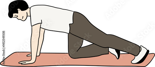 exercise posture preparing push up and leg doodle style clipart