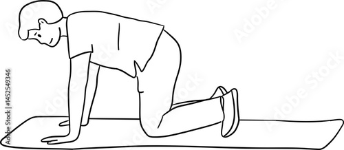 exercise posture preparing push up line art style clipart