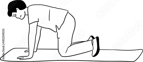 exercise posture preparing push up doodle style clipart