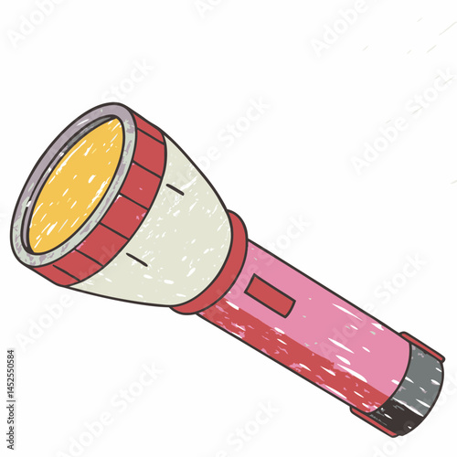 Colorful flashlight shining bright against a clean background, representing illumination and exploration for outdoor adventures or emergency use.