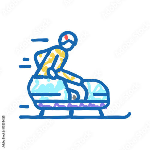 bobsled handicapped athlete icon doodle illustration