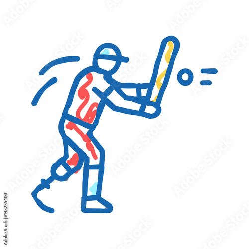 baseball handicapped athlete icon doodle illustration