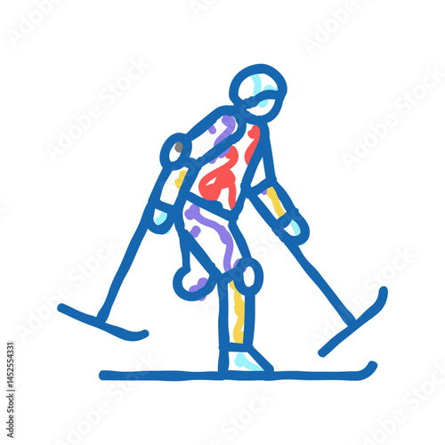 skiing handicapped athlete icon doodle illustration