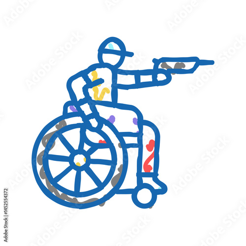 shooting handicapped athlete icon doodle illustration