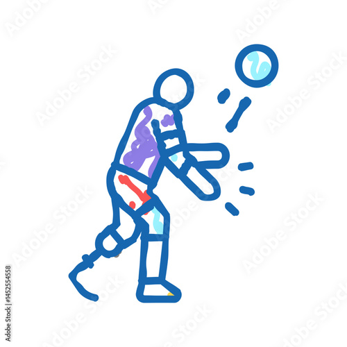 volleyball handicapped athlete icon doodle illustration