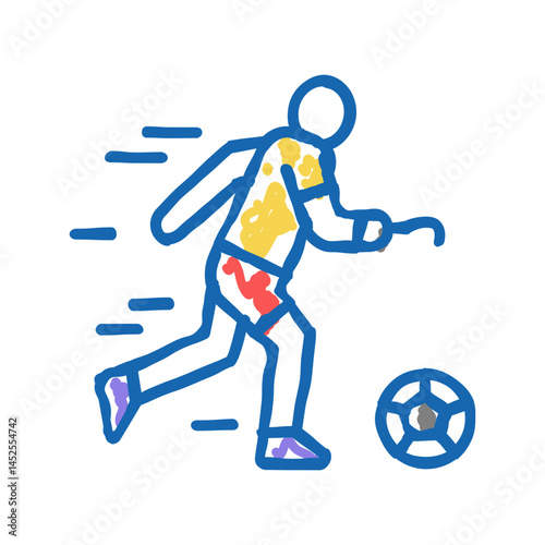 soccer football playing handicapped athlete icon doodle illustration