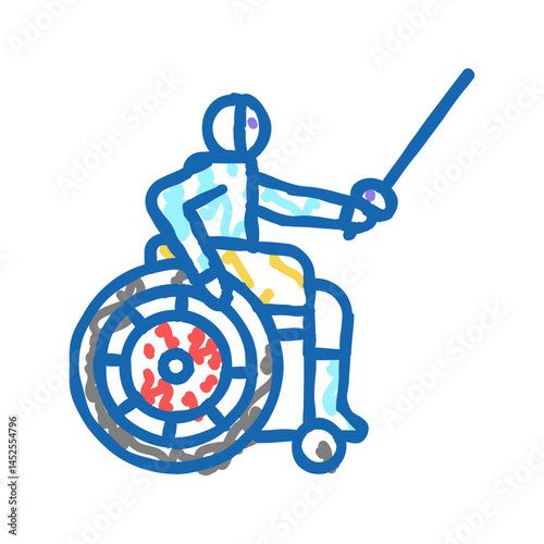 fencing handicapped athlete icon doodle illustration