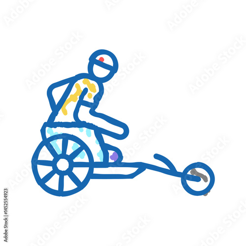 bicycle riding race handicapped athlete icon doodle illustration