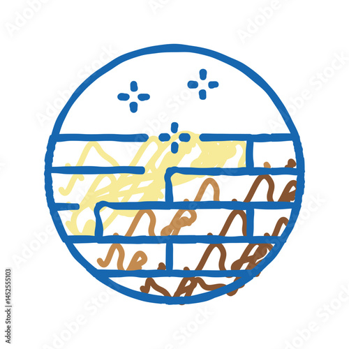 hardwood floor refinishing icon doodle illustration
