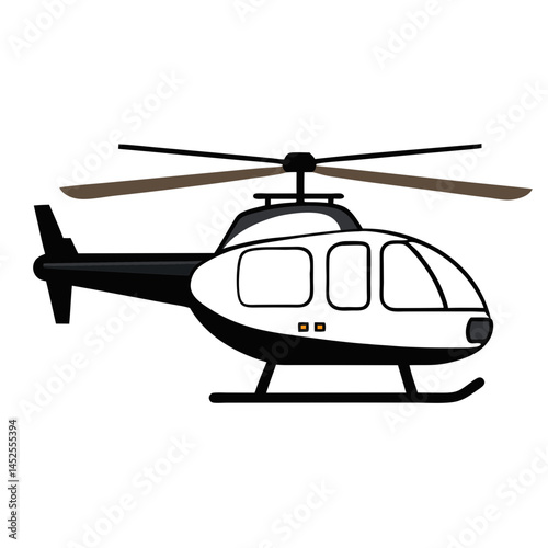 Helicopter aviation transportation aircraft rotorcraft flight vehicle travel flying machine design vector art isolated on transparent background