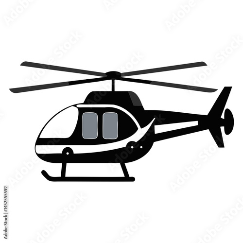 Black helicopter vector illustration for aviation and transportation design projects and graphics usage needs isolated on transparent background
