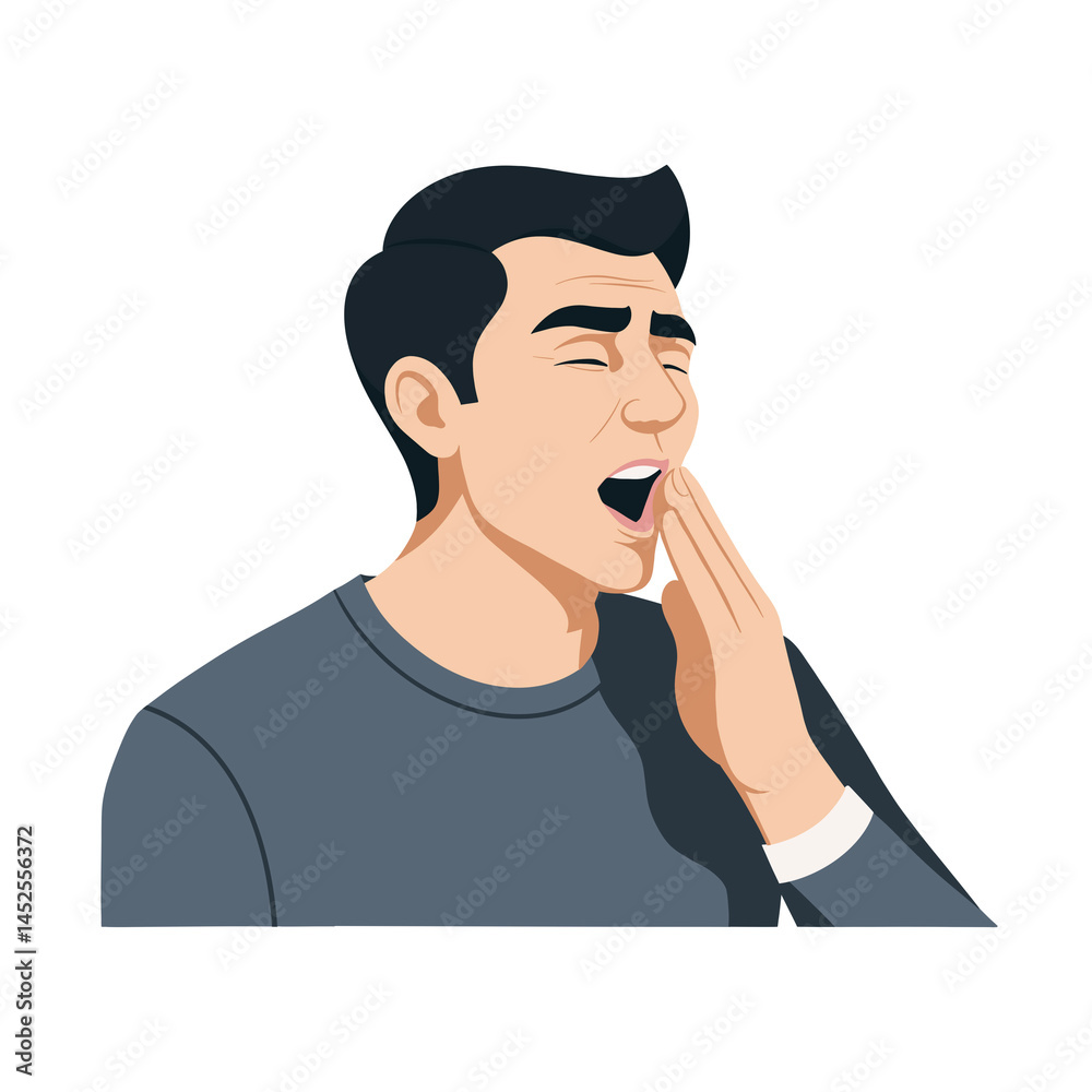 Sleepy Yawning Man Illustration Sleepy Yawning Man Illustration