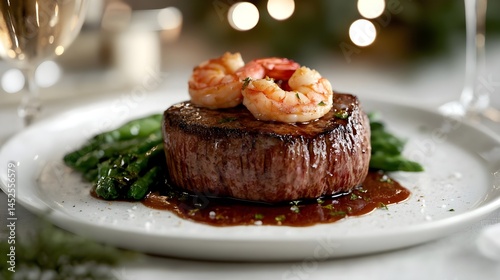 Gourmet Filet Mignon with Seared Shrimp and Asparagus