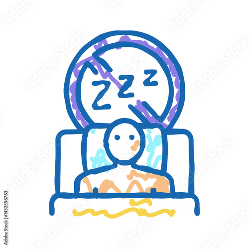 difficulty falling asleep at night icon doodle illustration