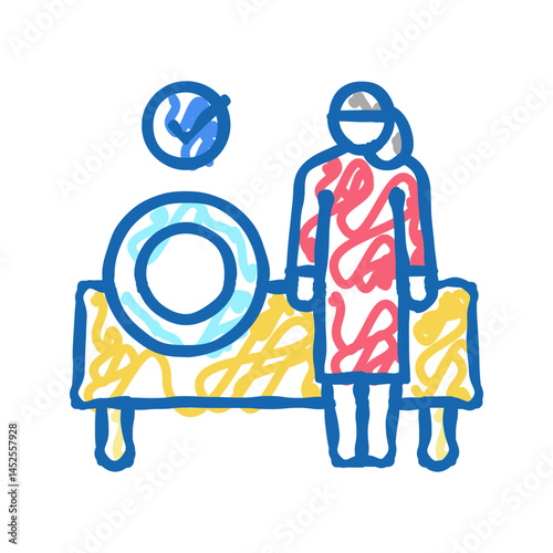 preparing meals babysitter icon doodle illustration