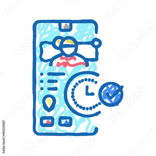 booking nanny icon doodle illustration