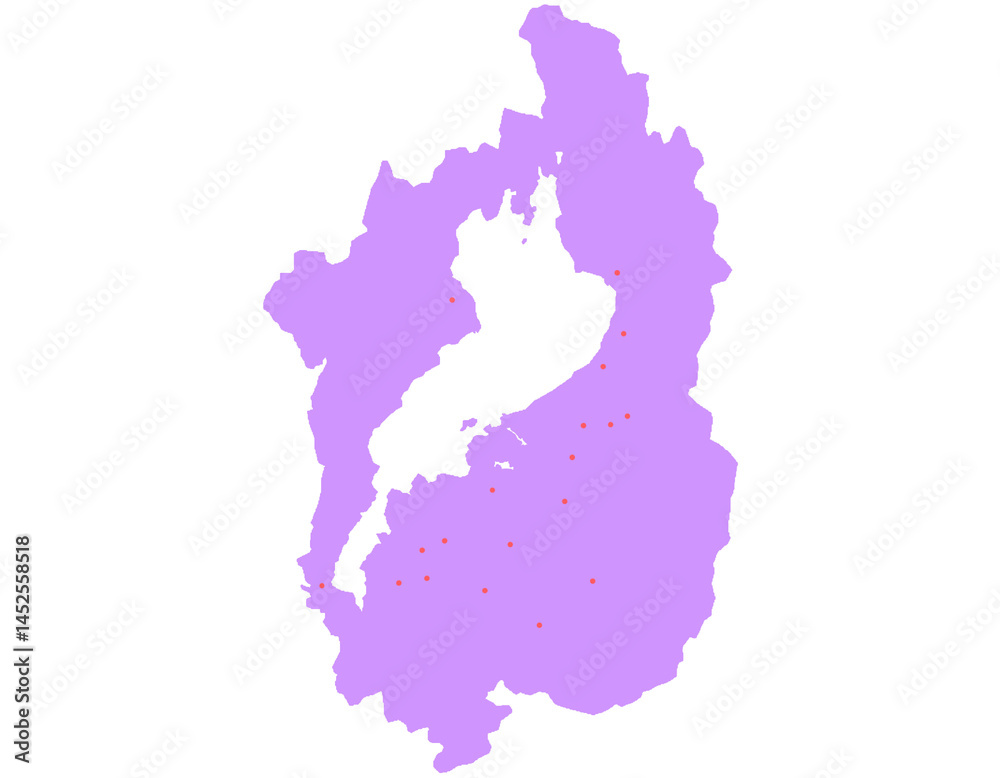 Obraz premium 滋賀県 地図 紫 斑点 イラスト