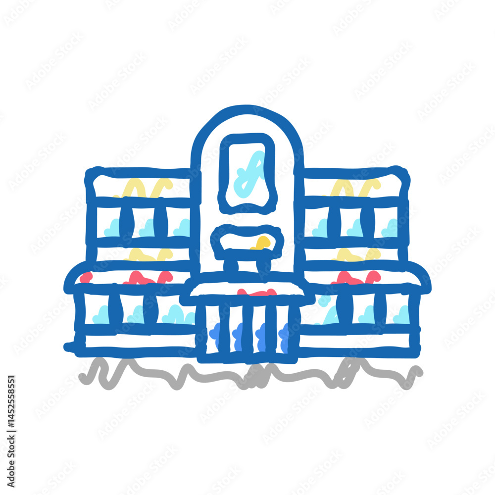 Fototapeta premium restaurant cafe building icon doodle illustration