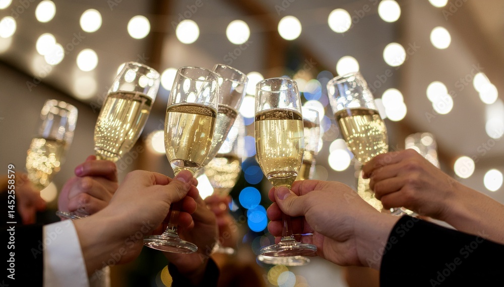 group of people holding glasses of champagne