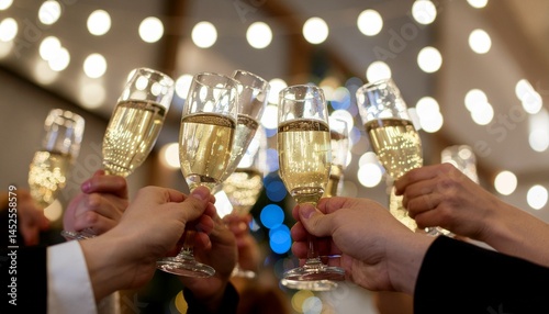Obraz na płótnie group of people holding glasses of champagne w salonie