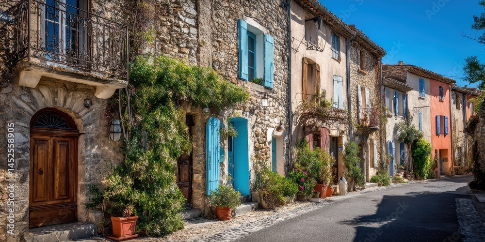 Fototapeta premium Charming Stone Street in a French Village