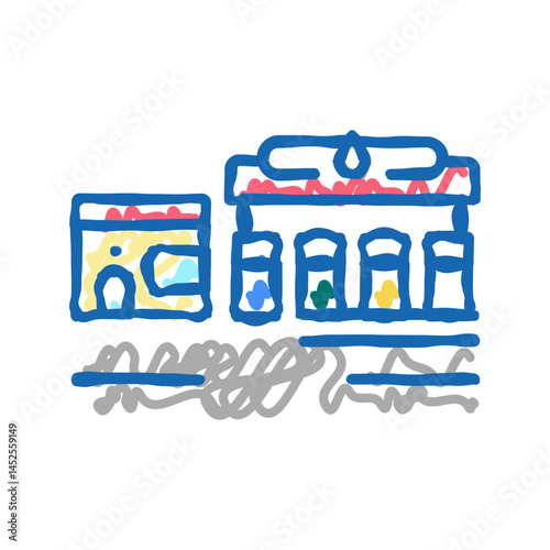 petroleum station icon doodle illustration