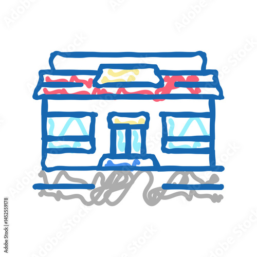 eatery cafeteria building icon doodle illustration