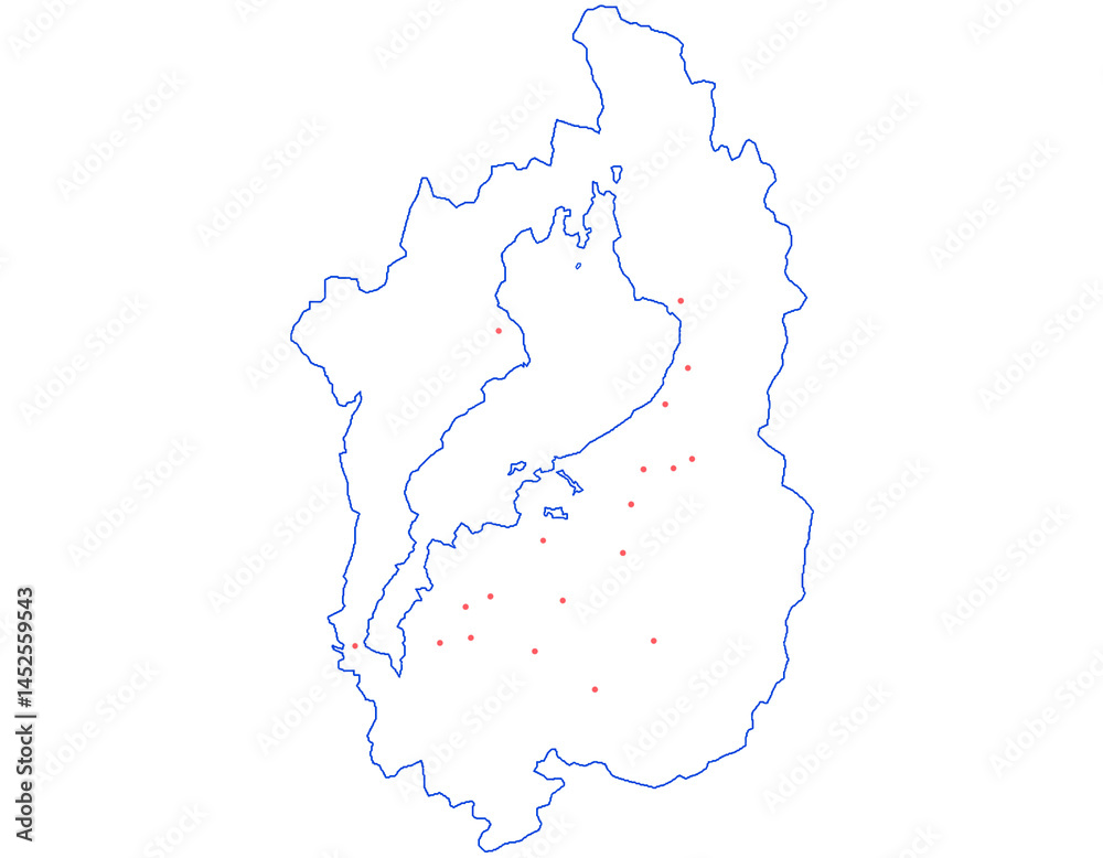 Obraz premium 滋賀県 地図 白 斑点 イラスト