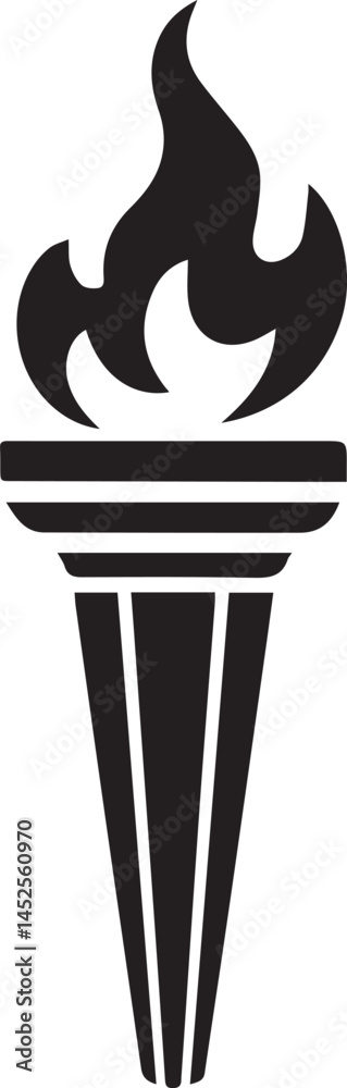 Obraz premium Torch Silhouette Vector – Black Fire Carrying Icon