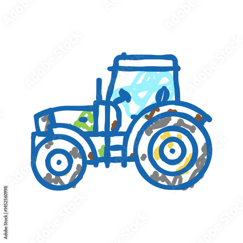 tractor farm transport icon doodle illustration