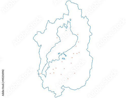 滋賀県　地図　白　斑点　イラスト