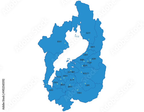 滋賀県　地図　ブルー　斑点　イラスト