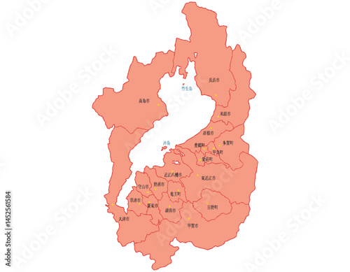 滋賀県　地図　赤　斑点　イラスト