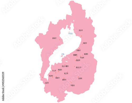 滋賀県　地図　ピンク　斑点　イラスト