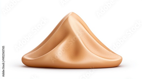Beige Mound Shaped Object Against White Background