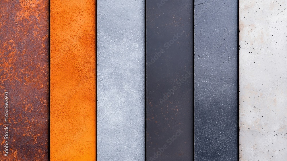 Fototapeta premium Colorful Texture Panels with Various Metallic and Rusty Surfaces
