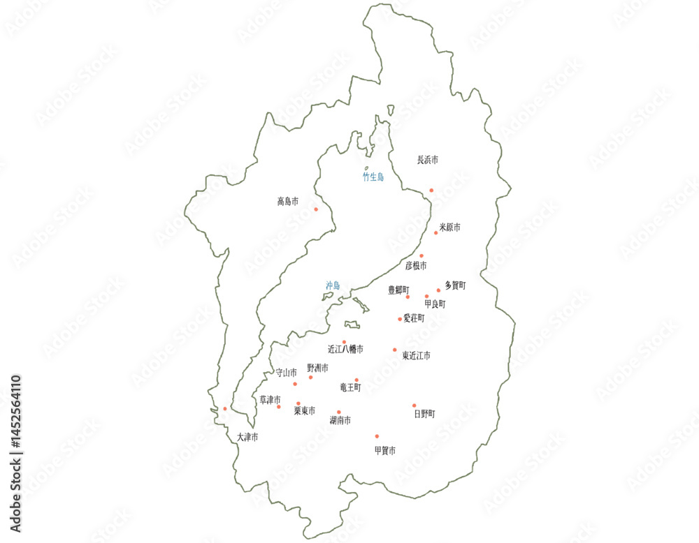 Fototapeta premium 滋賀県 地図 白 斑点 イラスト